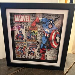 3D Comic Marvel Captain America Wooden And Glass Shadow Box Collectible 2017